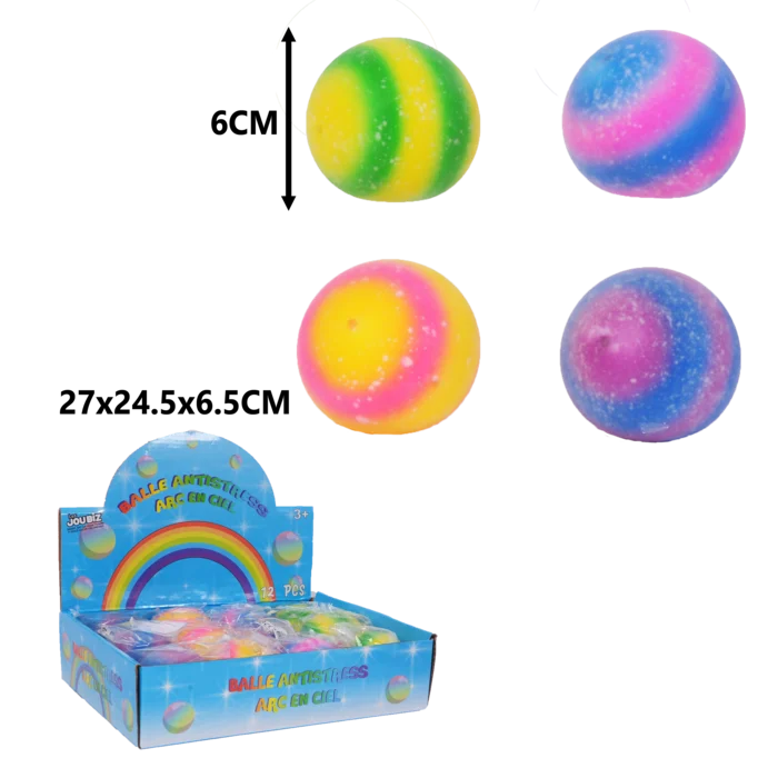 balle anti-stress arc en ciel de la marque SANDY. Réf. TDD167.