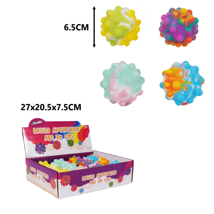 balles anti-stress pop arc en ciel de la marque SANDY. Réf. TDD169.