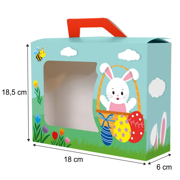 boîte carton Pâques 18x6x13,5 cm de la marque SANDY. Réf. SDQ605.
