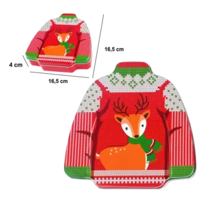 boîte métal pull cerf 16,5x16,5x4,1 cm de la marque SANDY. Réf. DDQ111.