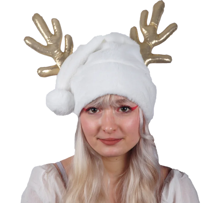 bonnet blanc cornes cerf de la marque SANDY. Réf. NDD321.