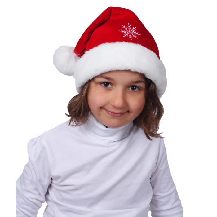 bonnet de Noël enfant velours broderie flocons de la marque SANDY. Réf. NEDD101.