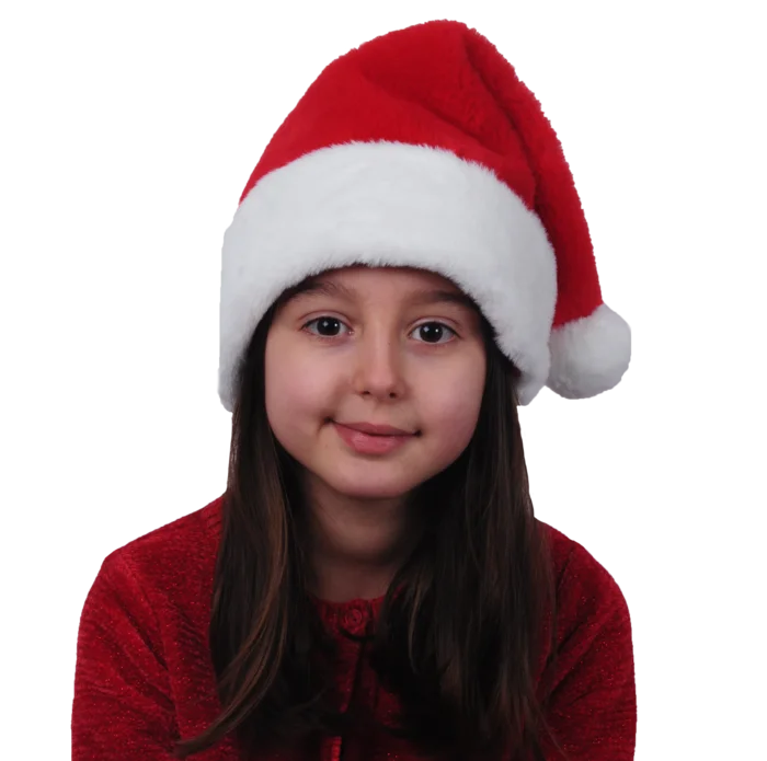 bonnet de Noël peluche rouge avec pompon enfant de la marque SANDY. Réf. NEDD102.