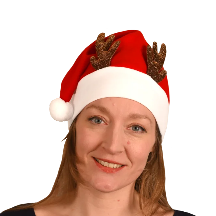 bonnet Noël adulte feutrine douce avec cornes de la marque SANDY. Réf. NDT125.