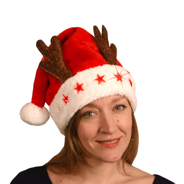 bonnet Noël adulte lumineux peluche épaisse de la marque SANDY. Réf. NDT126L.