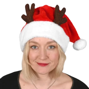 bonnet Noël peluche épaisse avec cornes de la marque SANDY. Réf. NDT124.