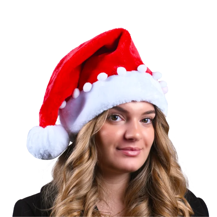 bonnet rouge de Noël avec pompons (scol 12) de la marque SANDY. Réf. NDQ123.