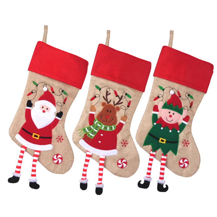 bottes style lin personnages brodés avec jambes 3ass (scol 12) 41 cm de la marque SANDY. Réf. NBDD100.