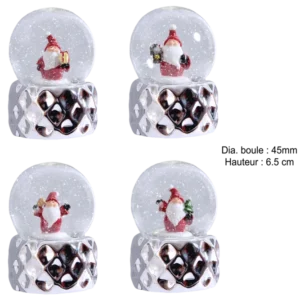 boule à neige 45mm père Noël 4ass de la marque SANDY. Réf. NVDT100.