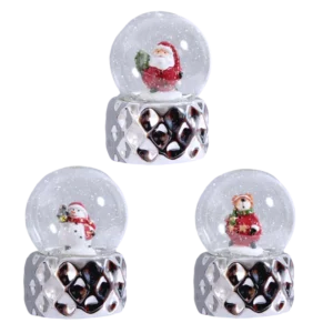 boule à neige 45mm père Noël/bonhomme/ours 3ass de la marque SANDY. Réf. NVDT101.