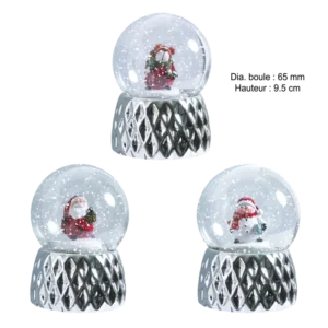 boule à neige 65mm père Noël/bonhomme/ours 3ass de la marque SANDY. Réf. NVDT201.