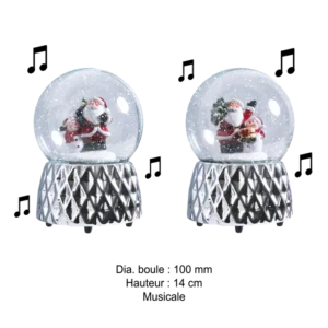 boule à neige musicale 100mm Père Noël de la marque SANDY. Réf. NVDT402M.