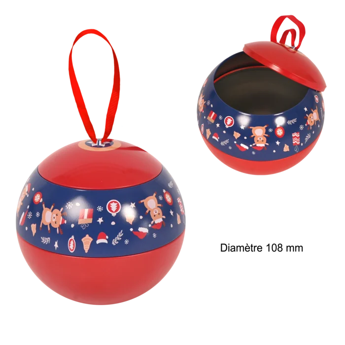 boule de Noël avec ruban de la marque SANDY. Réf. DDT312.