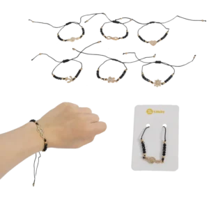 bracelet perles noires fantaisie 6ass de la marque SANDY. Réf. BDD101.