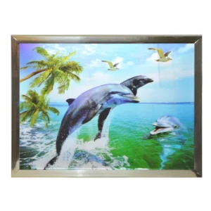 cadre 3d 30x40 cm dauphins avec palmiers de la marque SANDY. Réf. DUQ262.