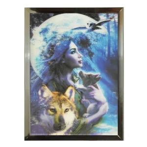 cadre 3d 30x40 cm décor femme et loup de la marque SANDY. Réf. DUQ266.