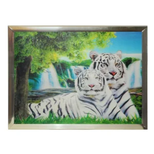 cadre 3d 30x40 cm décor tigres blancs de la marque SANDY. Réf. DUQ270.