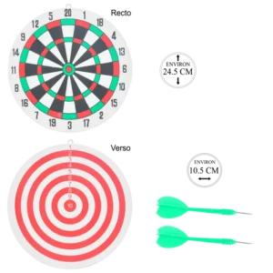 cible mousse 2 faces + flèches de la marque SANDY. Réf. DDT1015.