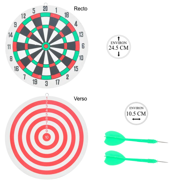 cible mousse 2 faces + flèches de la marque SANDY. Réf. DDT1015.