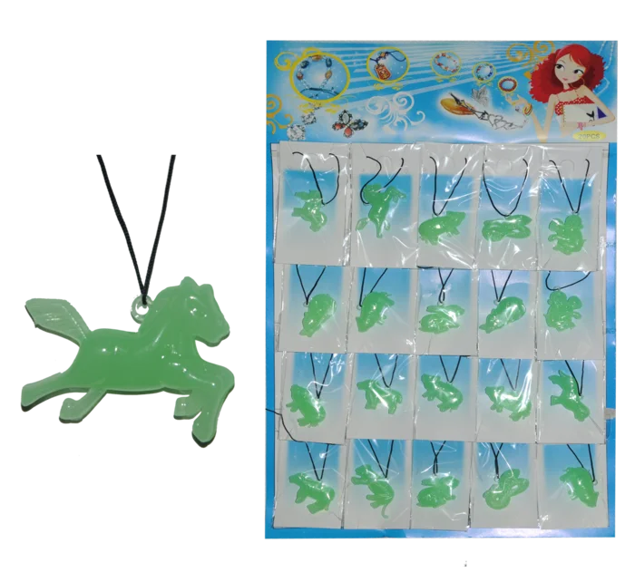 colliers animaux phosphorescents 20pcs/carte de la marque SANDY. Réf. BUD136.