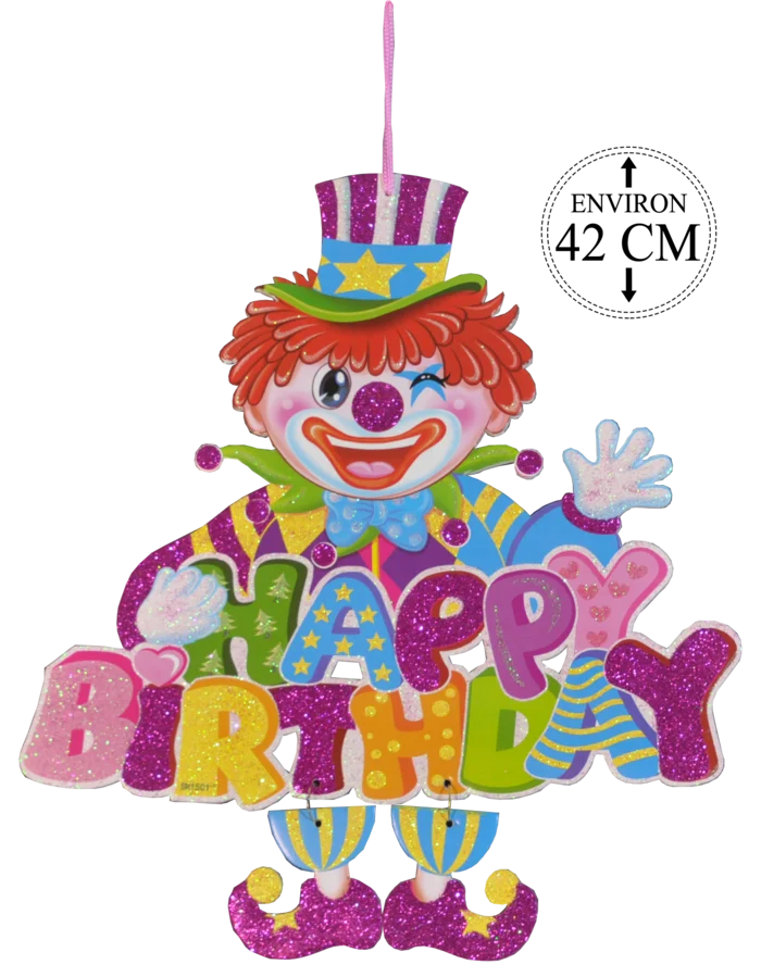 décoration happy birthday 38x42 cm de la marque SANDY. Réf. FUH335.