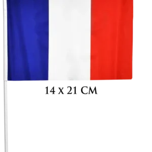 drapeau 14x21  cm baton 30 cm de la marque SANDY. Réf. DDT1020-21.