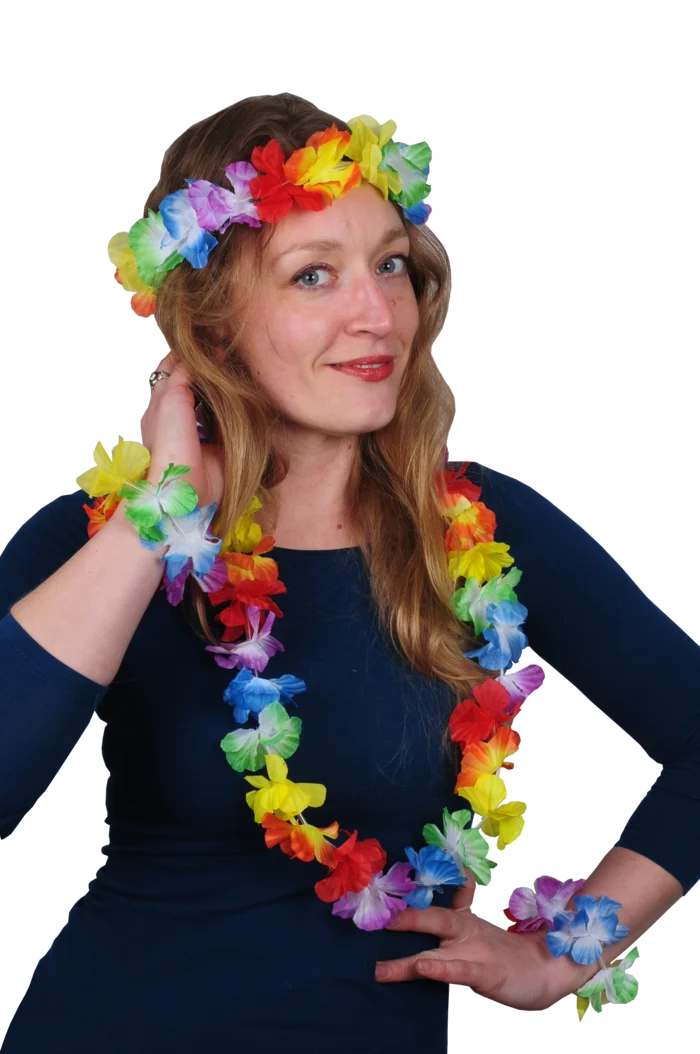 ensemble fleuri - couronne, collier, bracelets de la marque SANDY. Réf. FOZ371.