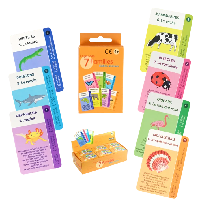 jeu de 7 familles animaux de la marque SANDY. Réf. JCDQ100.