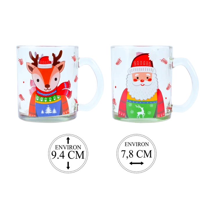 mug Père Noël et renne avec pulls 2ass de la marque SANDY. Réf. VDQ302.