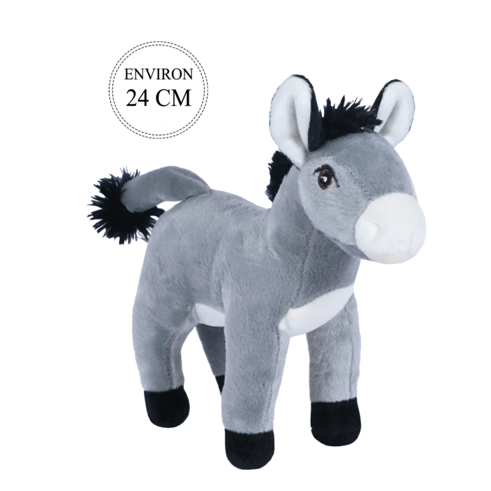 peluche âne gris 24 cm de la marque BOZAMI. Réf. PDT110-24.
