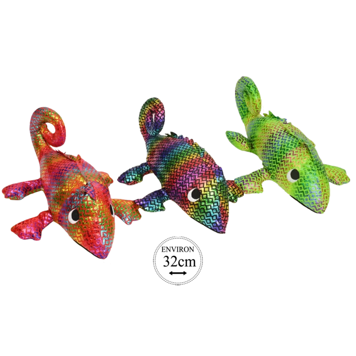 peluche caméléon 32 cm 3ass de la marque SANDY. Réf. PDC316-32.
