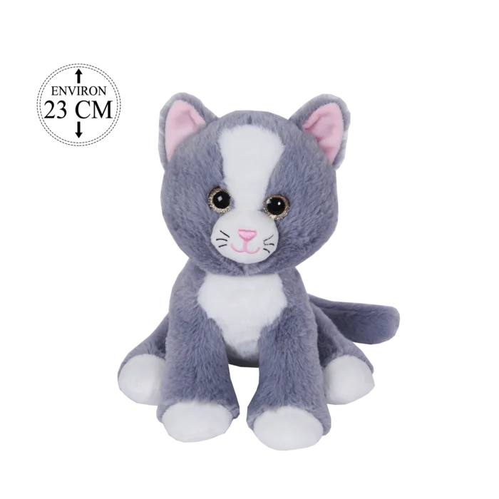peluche chat 23 cm de la marque BOZAMI. Réf. PDD217-23.