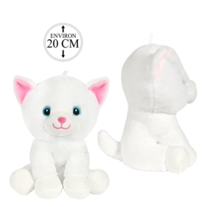 peluche chat blanc assis 20 cm de la marque BOZAMI. Réf. PDC406-20.