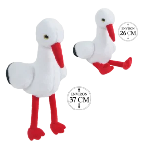 peluche cigogne assis 26 cm de la marque BOZAMI. Réf. PDT204-26.