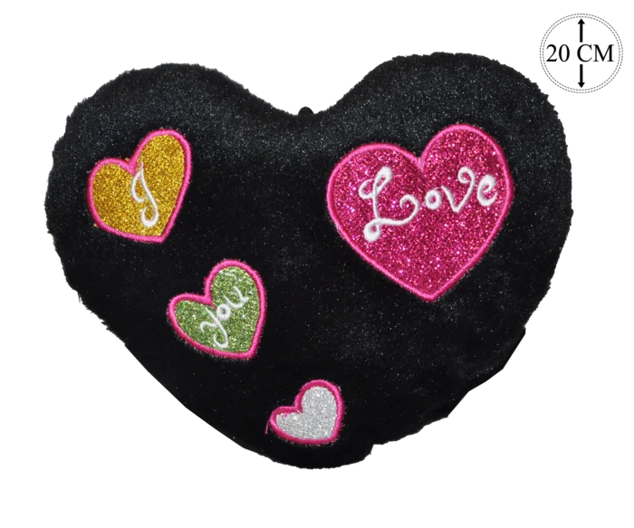 peluche cœur noir 20 cm de la marque SANDY. Réf. P7127.