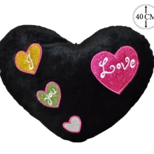 peluche cœur noir 40 cm de la marque SANDY. Réf. P7130.