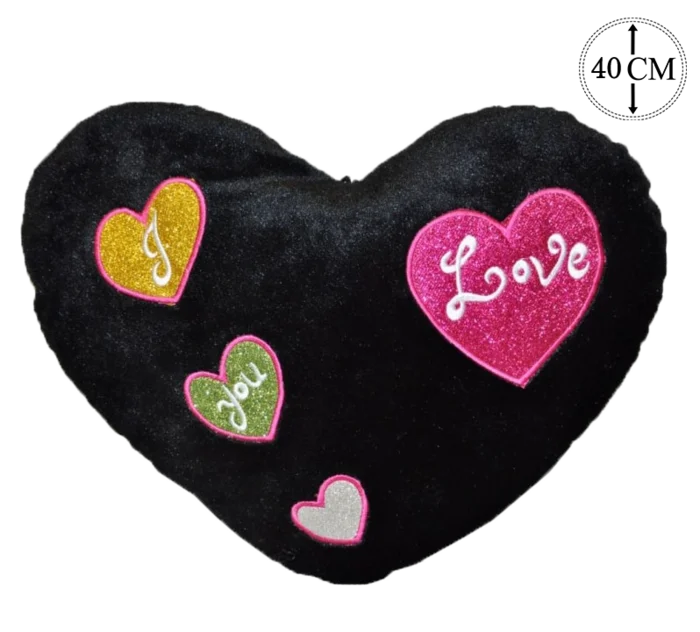 peluche cœur noir 40 cm de la marque SANDY. Réf. P7130.