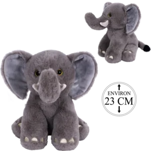 peluche éléphant 23 cm de la marque BOZAMI. Réf. PDU101-23.