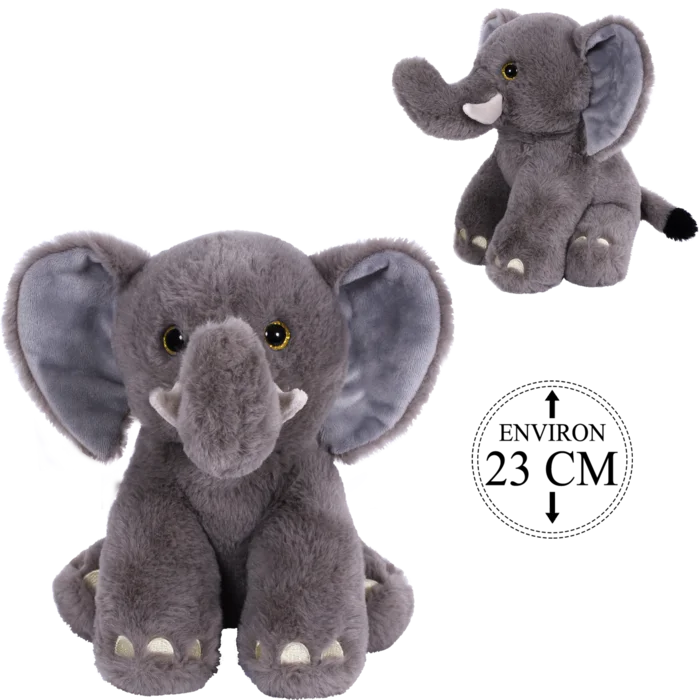 peluche éléphant 23 cm de la marque BOZAMI. Réf. PDU101-23.