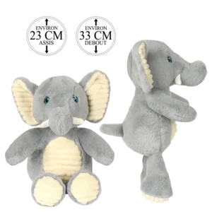 peluche éléphant 23 cm de la marque AMIFOU. Réf. PDC209-23.