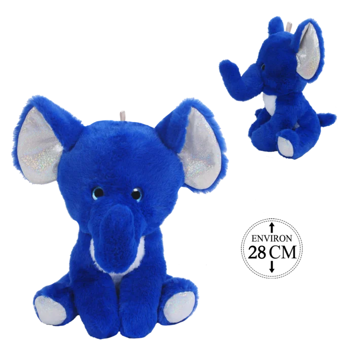 peluche éléphant assis 28 cm (scol 20) de la marque SANDY. Réf. PDT405-28.