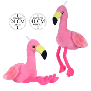 peluche flamant rose 24 cm de la marque BOZAMI. Réf. PDC313-24.