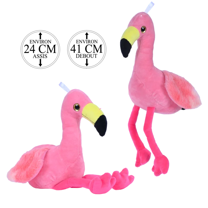peluche flamant rose 24 cm de la marque BOZAMI. Réf. PDC313-24.