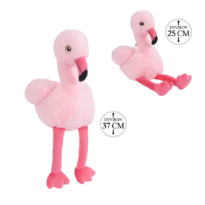 peluche flamant rose assis 25 cm de la marque BOZAMI. Réf. PDT203-25.