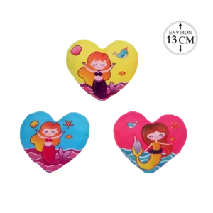 peluche forme cœur motif sirènes 13 cm de la marque SANDY. Réf. PDD415-13.