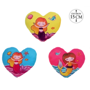 peluche forme cœur motif sirènes 15 cm de la marque SANDY. Réf. PDD415-15.