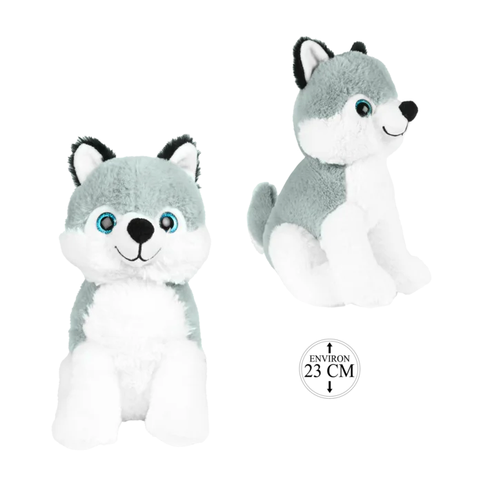 peluche husky 23 cm de la marque BOZAMI. Réf. PDQ420-23.