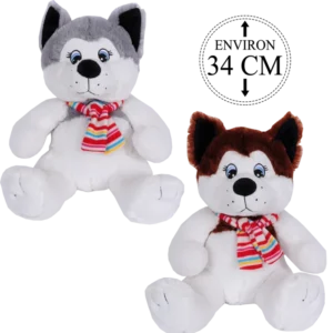 peluche husky 34 cm de la marque SANDY. Réf. P7218.