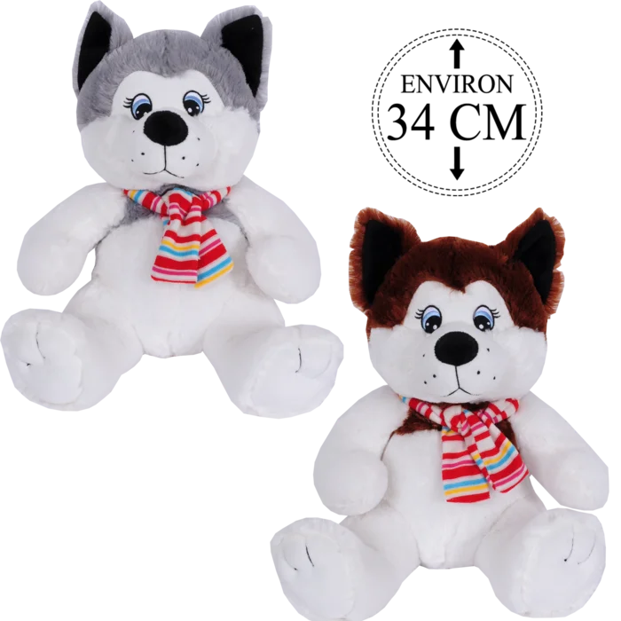 peluche husky 34 cm de la marque SANDY. Réf. P7218.
