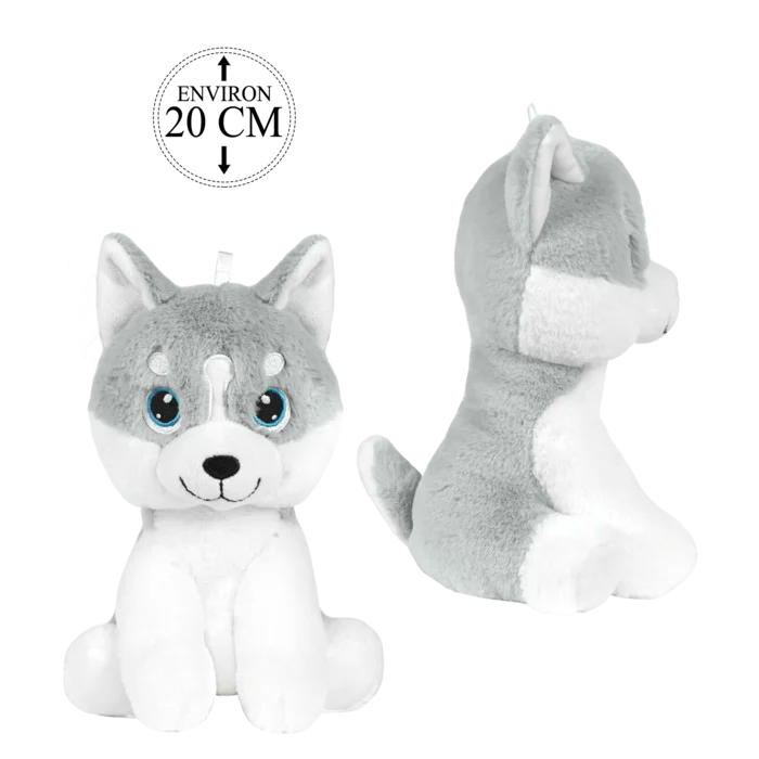 peluche husky assis 20 cm de la marque BOZAMI. Réf. PDC407-20.